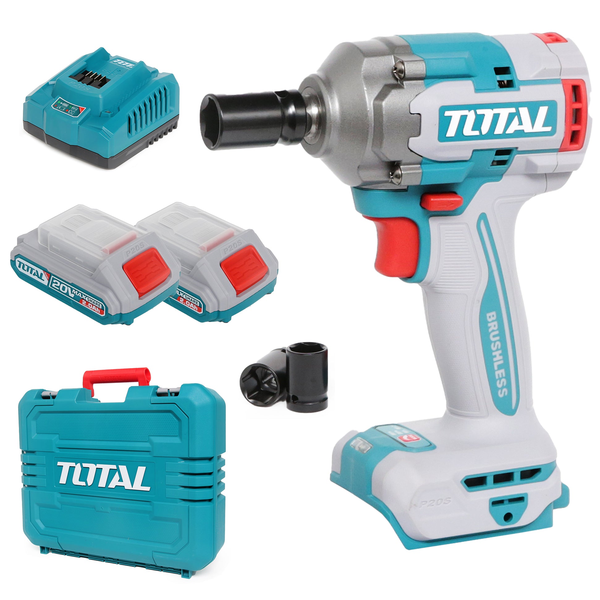 Total Li-Ion 20V Impact Wrench (with 2 x Batteries & Charger) - TIWLI2040E