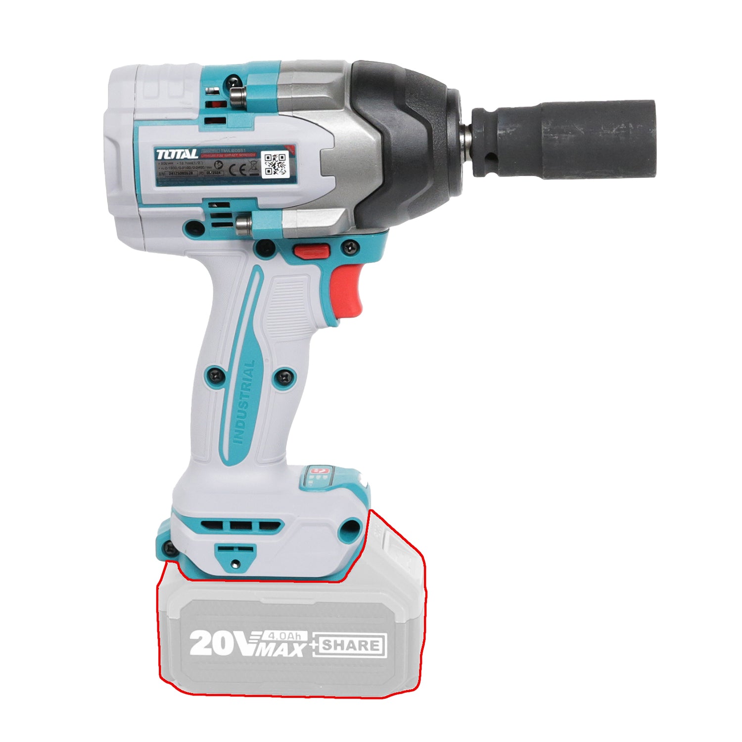 Total Li-Ion 20V Impact Wrench (Battery Not Included) - TIWLI20851