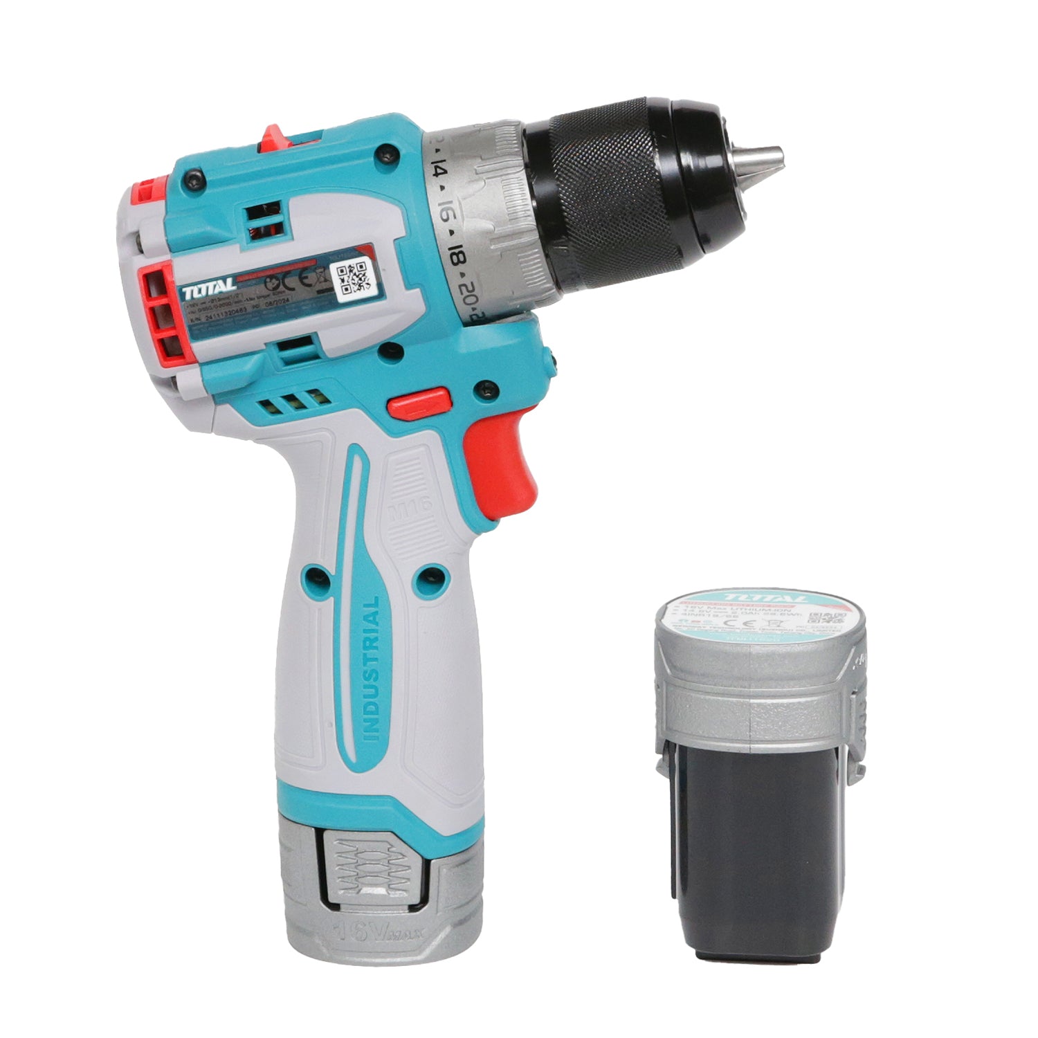 Total Li-Ion 16V Compact Brushless Cordless Drill (with 2 x Batteries & Charger) - TDLI16682