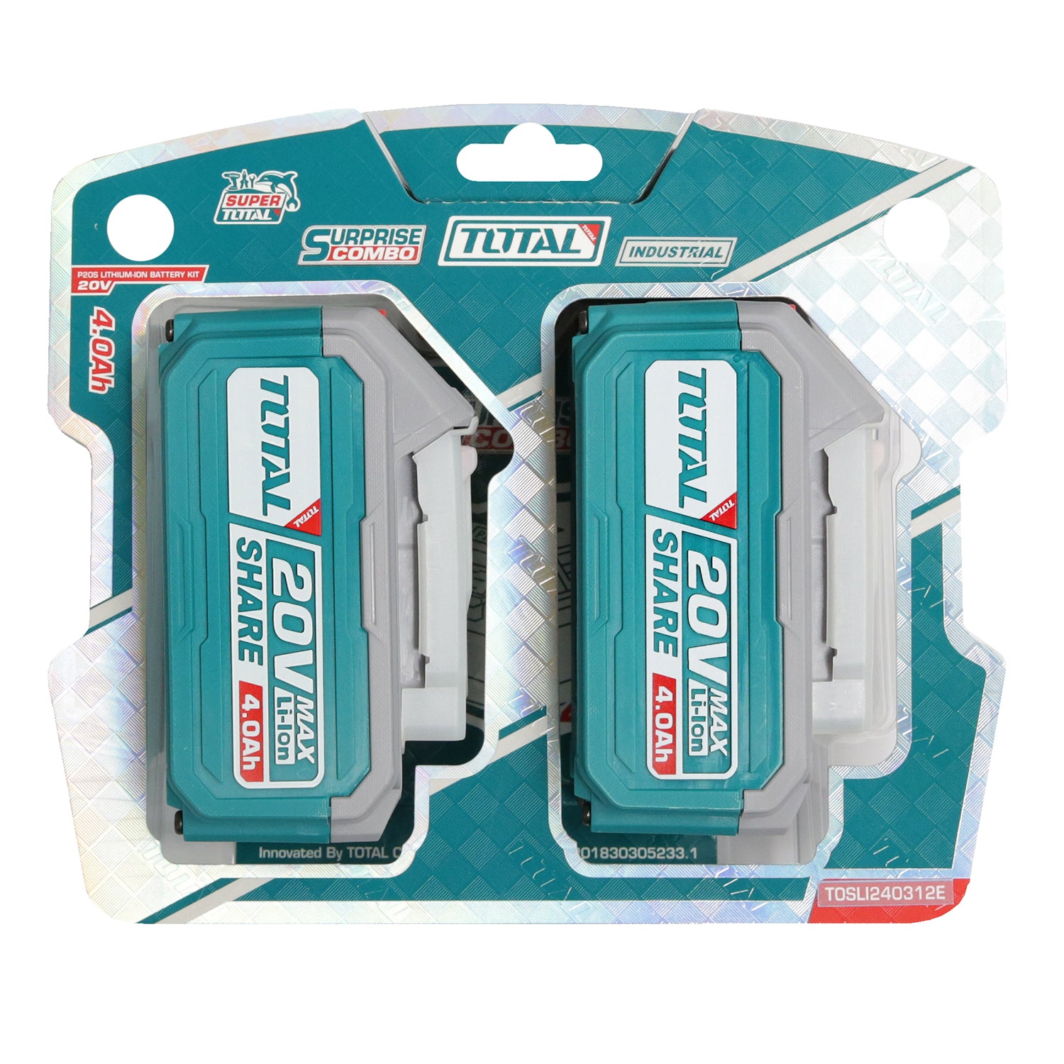 Total Li-Ion 20V 4.0Ah Battery Pack (Pack of 2) - TOSLI240312E