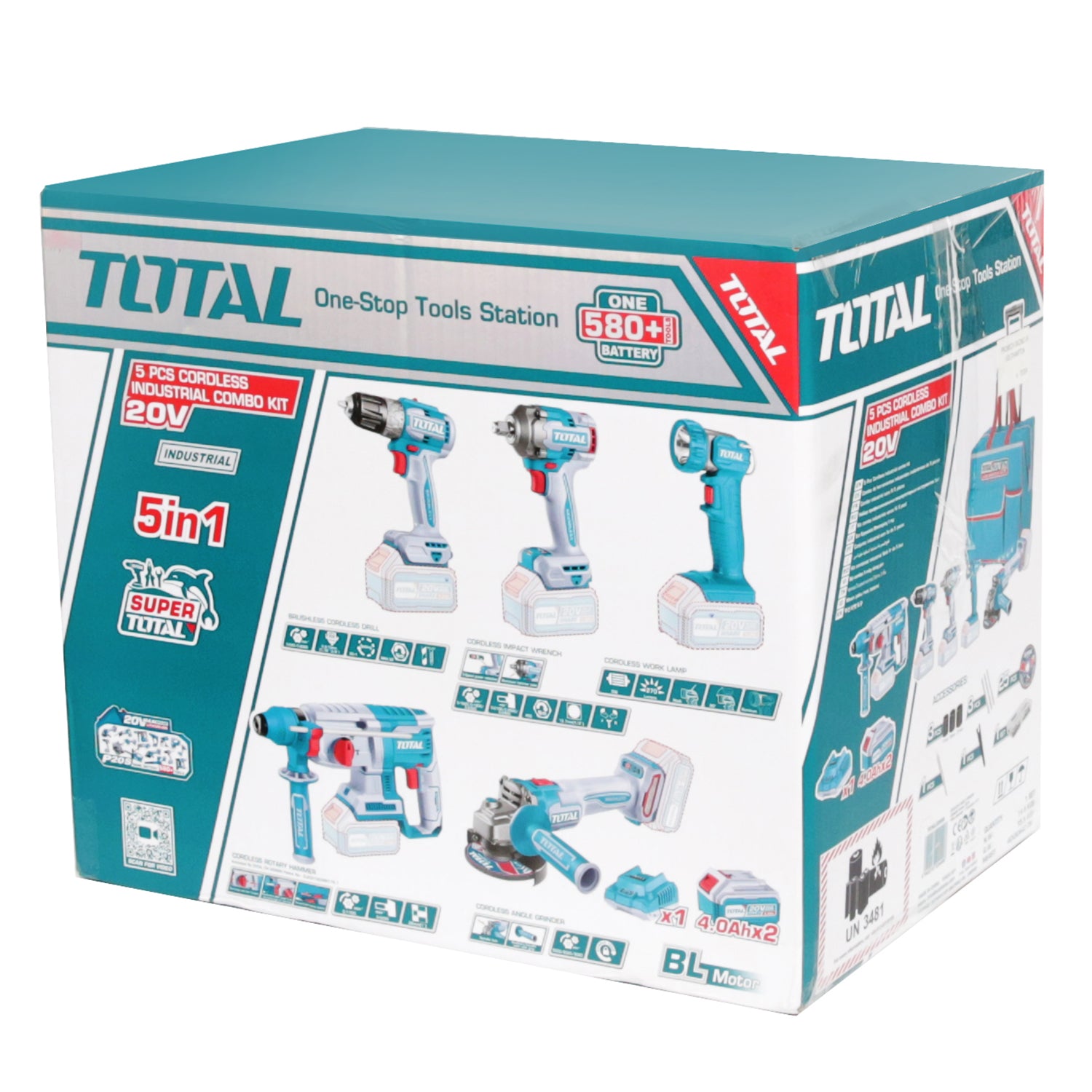 Total Li-Ion 20V Industrial Combo Kit (with 2 x Batteries & Charger) - TCKLI2058