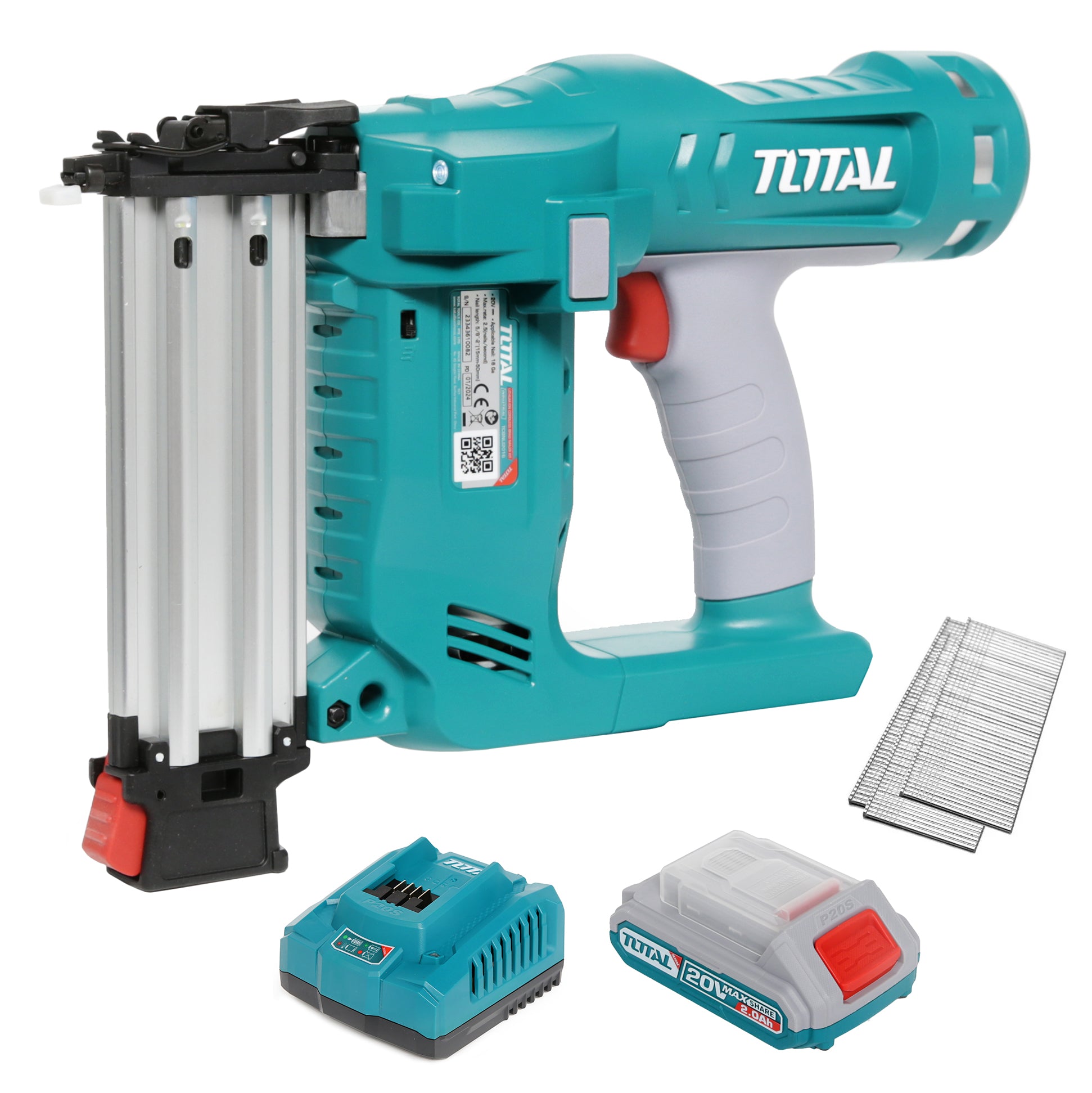 Total Li-Ion 20V Cordless Brad Nailer Kit (with Battery & Charger) - TCBNLI2016