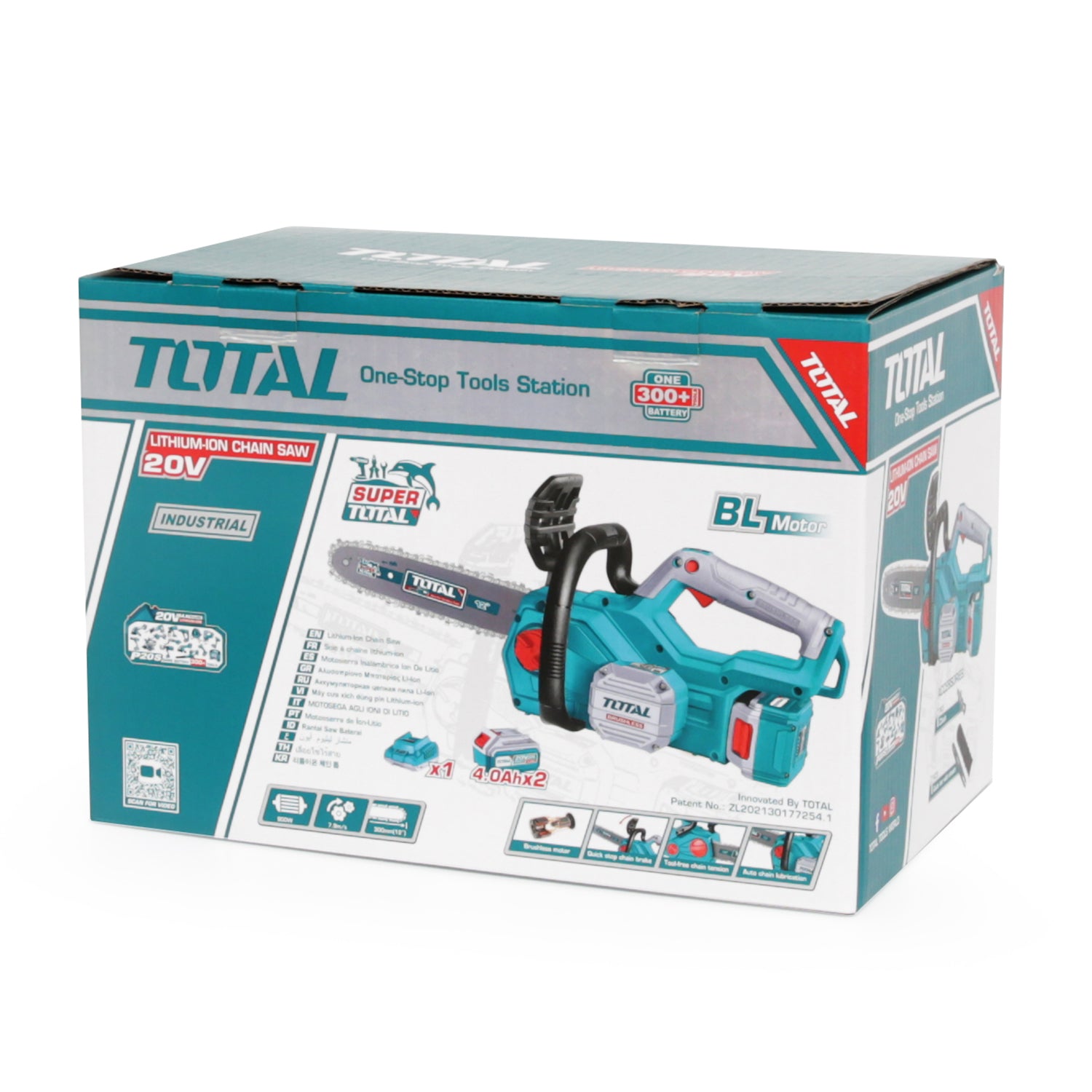 Total Li-Ion 20V Chain Saw (with 2 x Batteries & Charger) - TGSLI201286