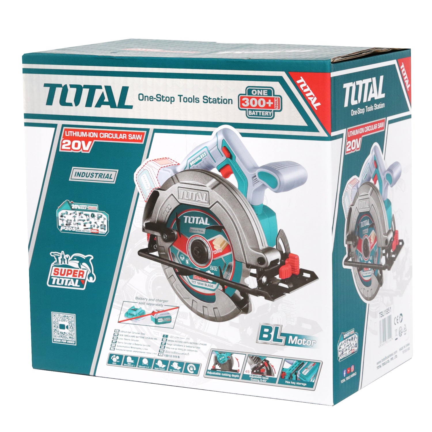 Total Li-Ion 20V Circular Saw 185mm (Battery Not Included) - TSLI1851