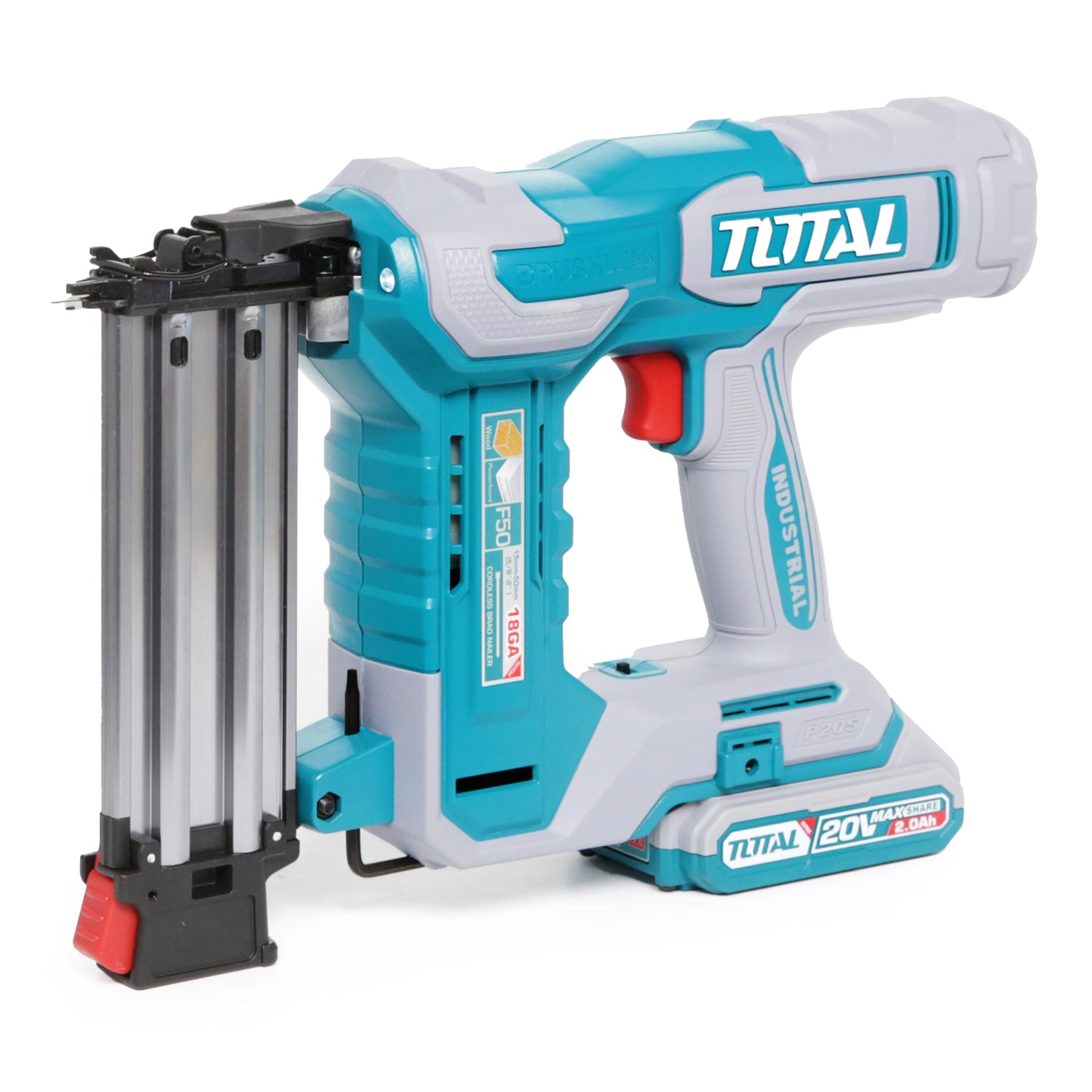 Total Li-Ion 20V Cordless Brad Nailer Kit (with Battery & Charger) - TCBNLI5008