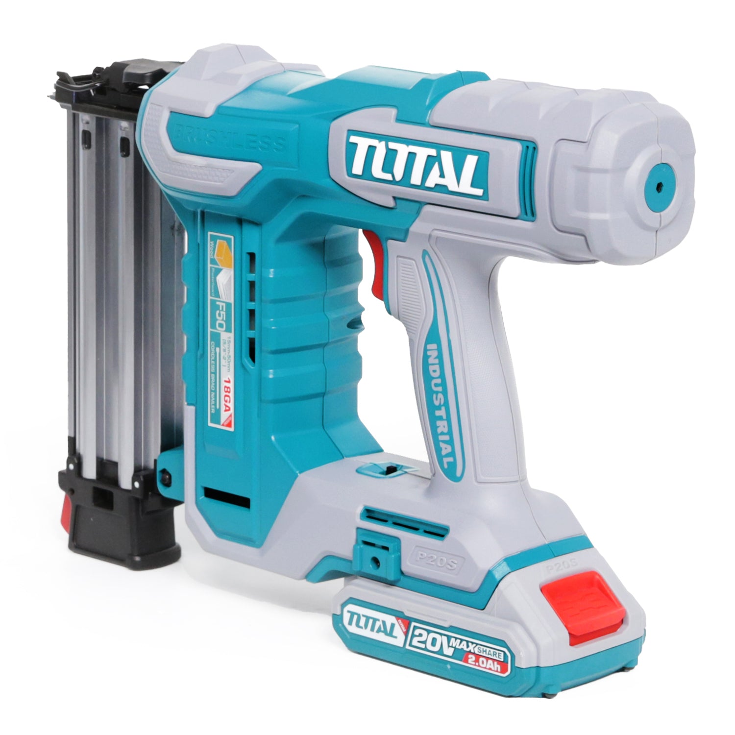 Total Li-Ion 20V Cordless Brad Nailer Kit (with Battery & Charger) - TCBNLI5008