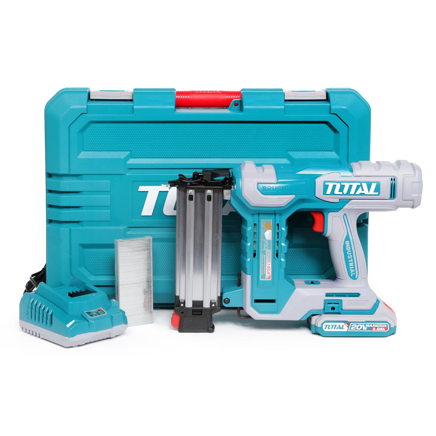 Total Li-Ion 20V Cordless Brad Nailer Kit (with Battery & Charger) - TCBNLI5008