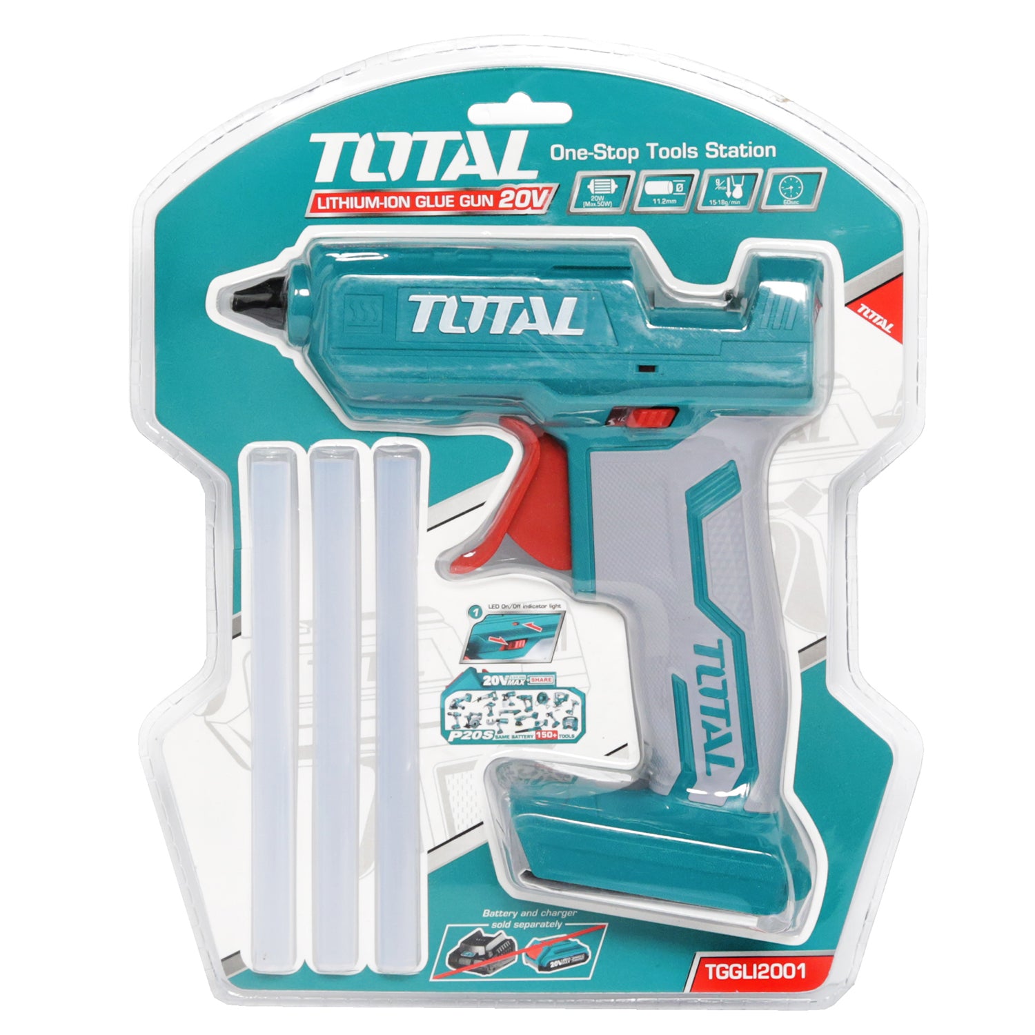 Total Li-Ion 20V Glue Gun (Battery not included) - TGGLI2001