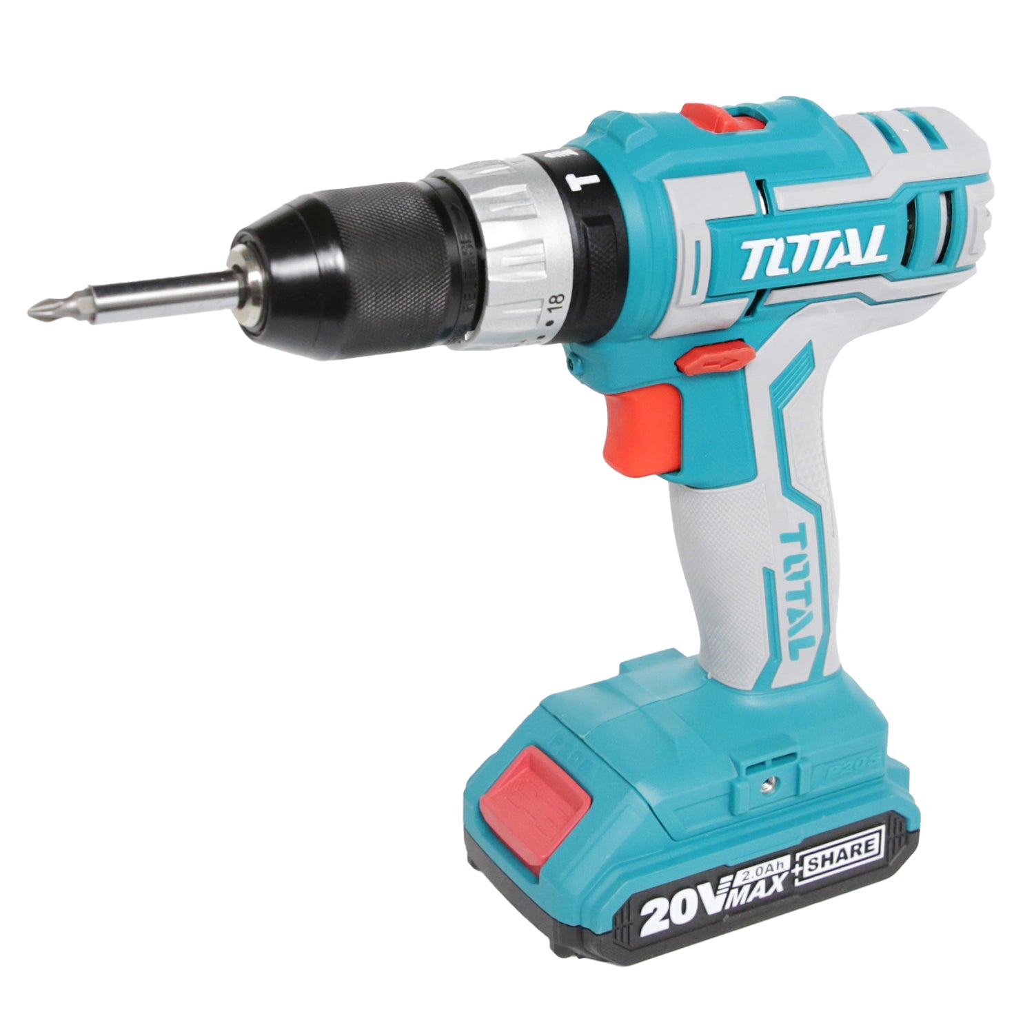 Total Li-Ion 20V Impact Drill (with 2 x Batteries & Charger) - TIDLI2002