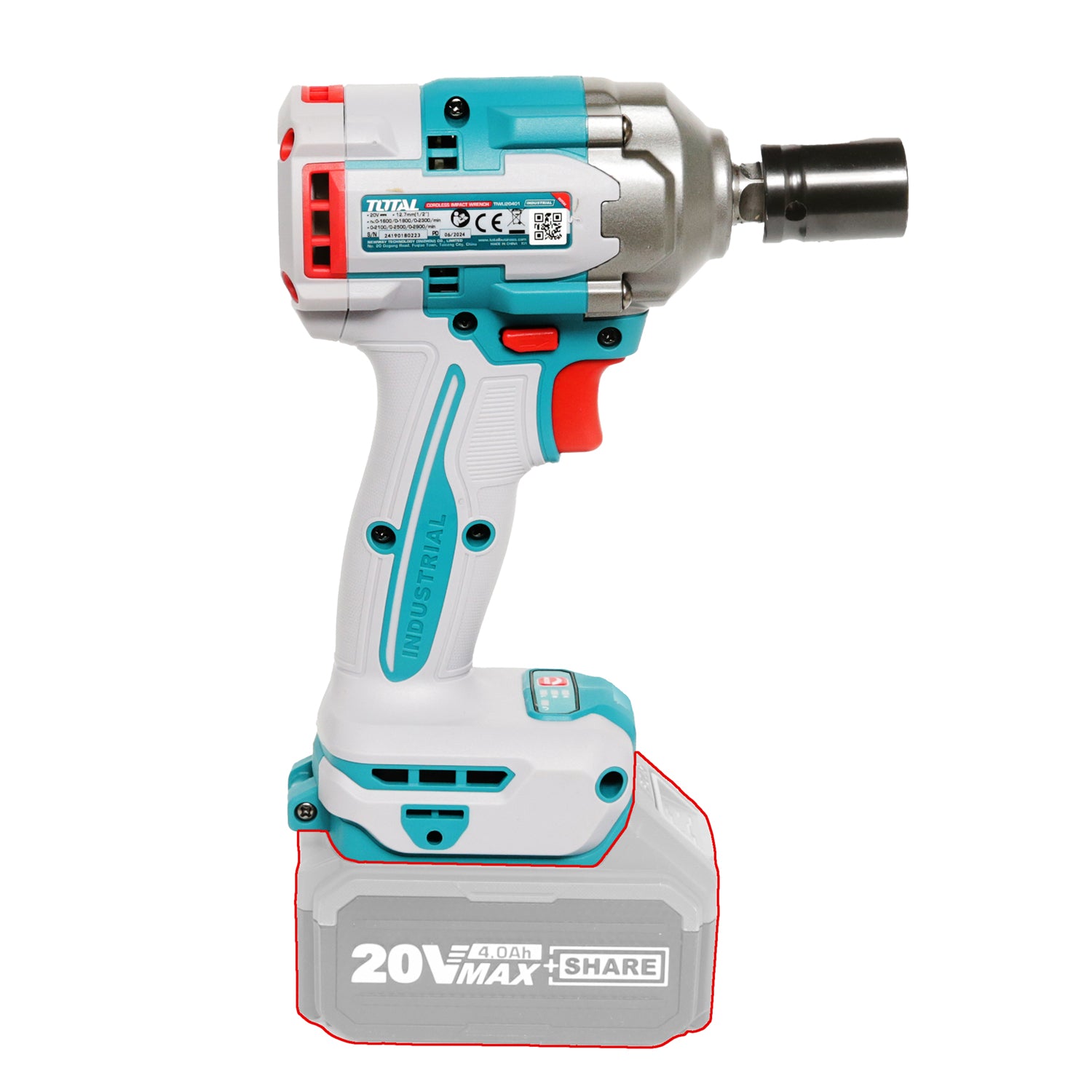 Total Li-Ion 20V Impact Wrench (Battery Not Included) - TIWLI20401