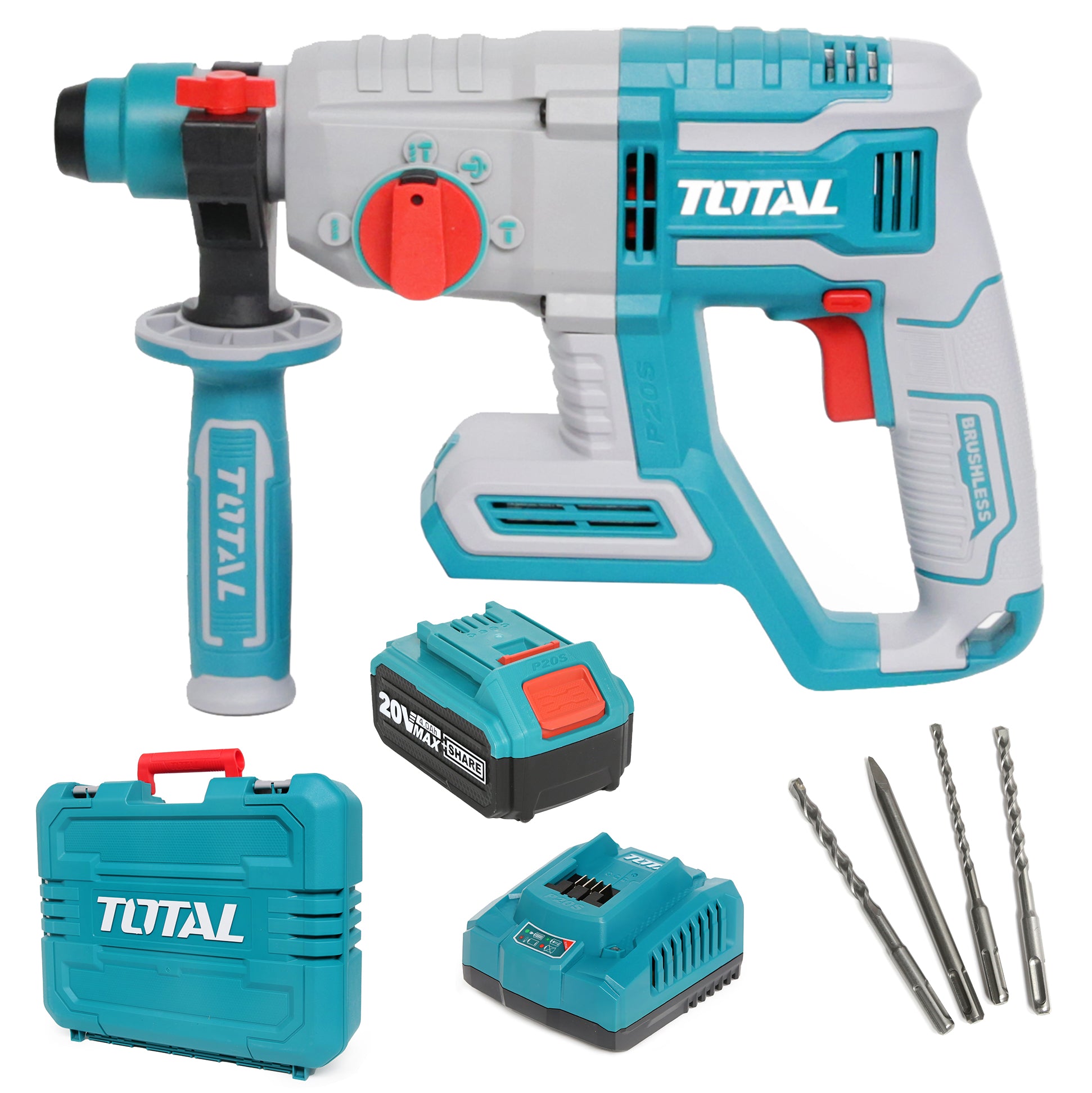 Total Li-Ion 20V Rotary Hammer (with Battery & Charger) - TRHLI202081