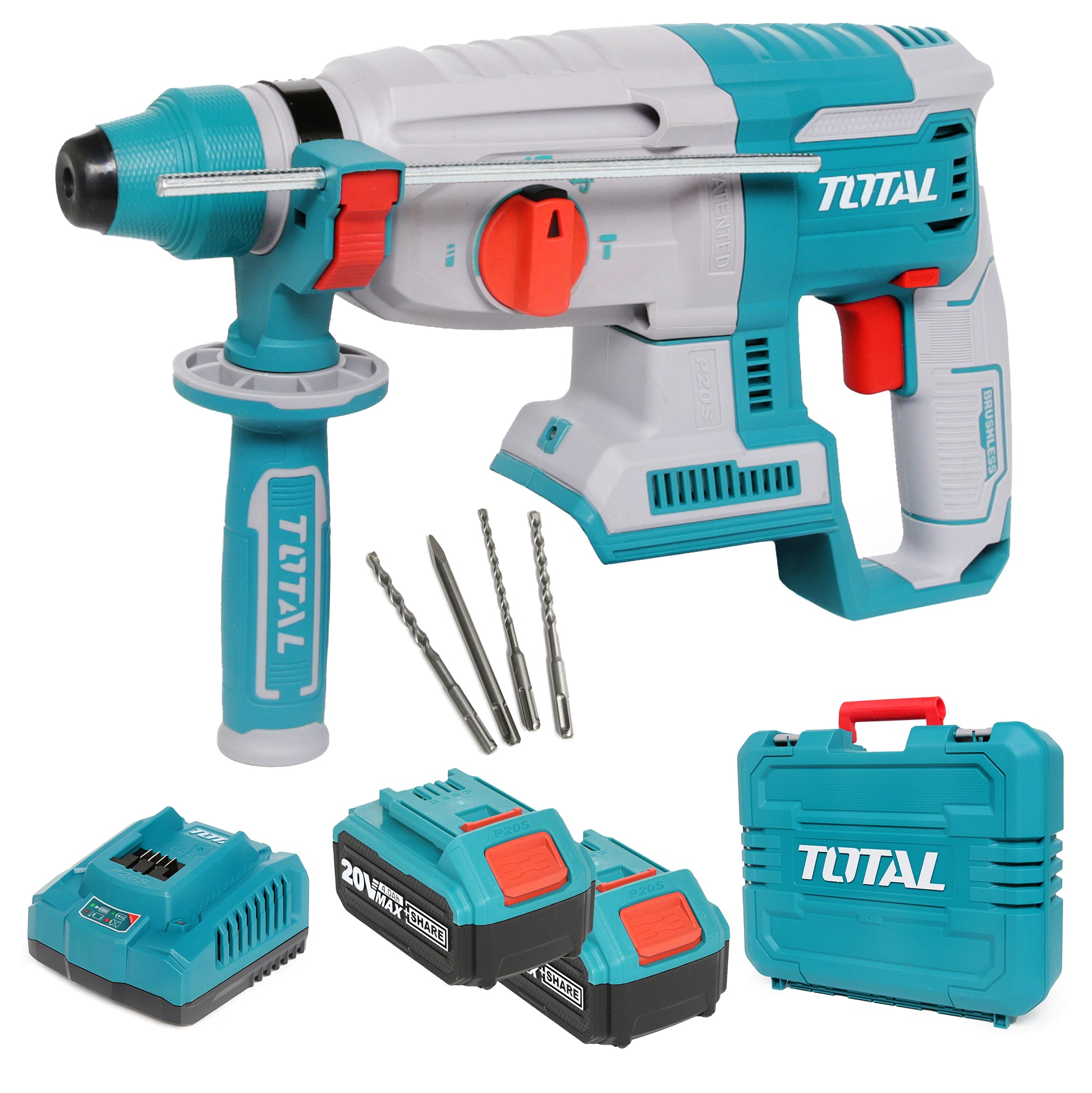 Total Li-Ion 20V Rotary Hammer (with 2 x Batteries & Charger) - TRHLI202287