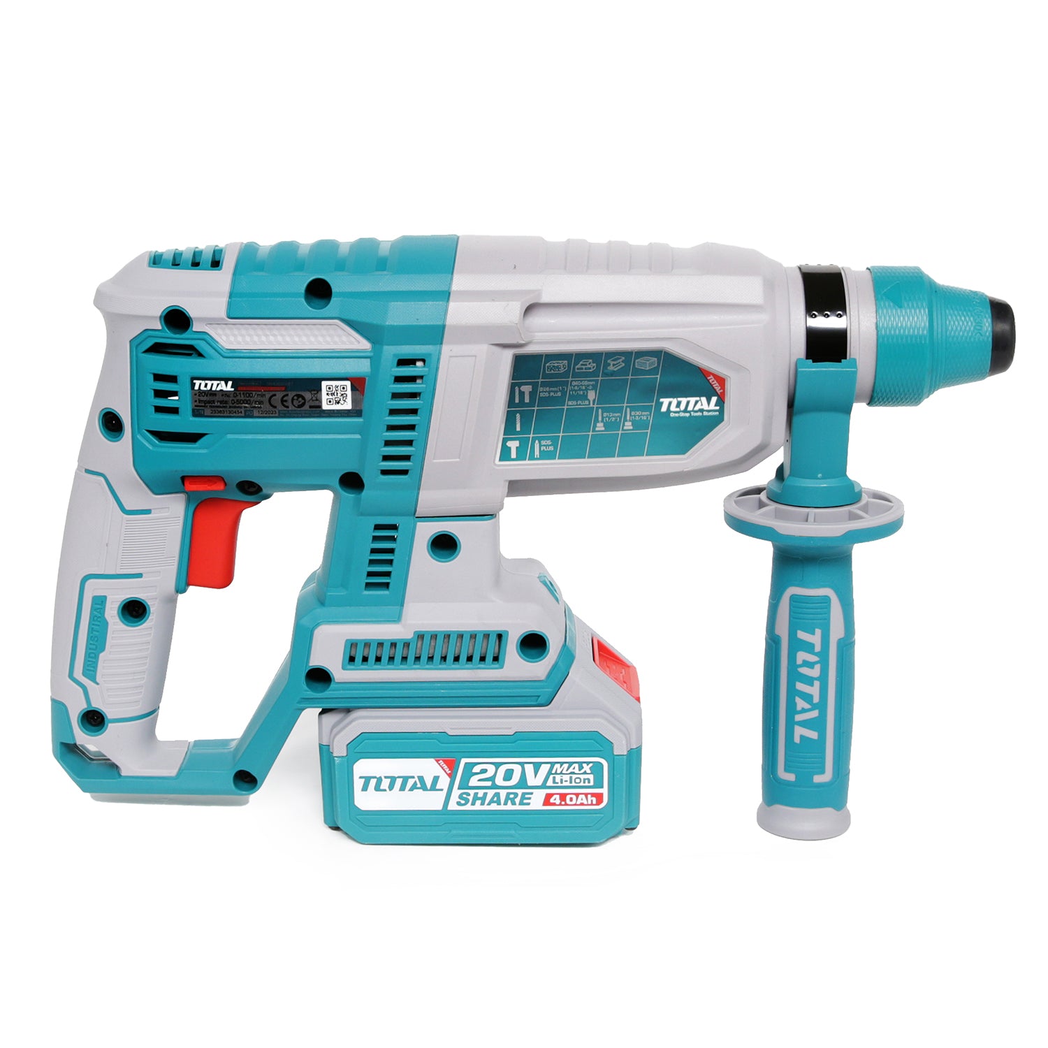 Total Li-Ion 20V Rotary Hammer (with 2 x Batteries & Charger) - TRHLI202287