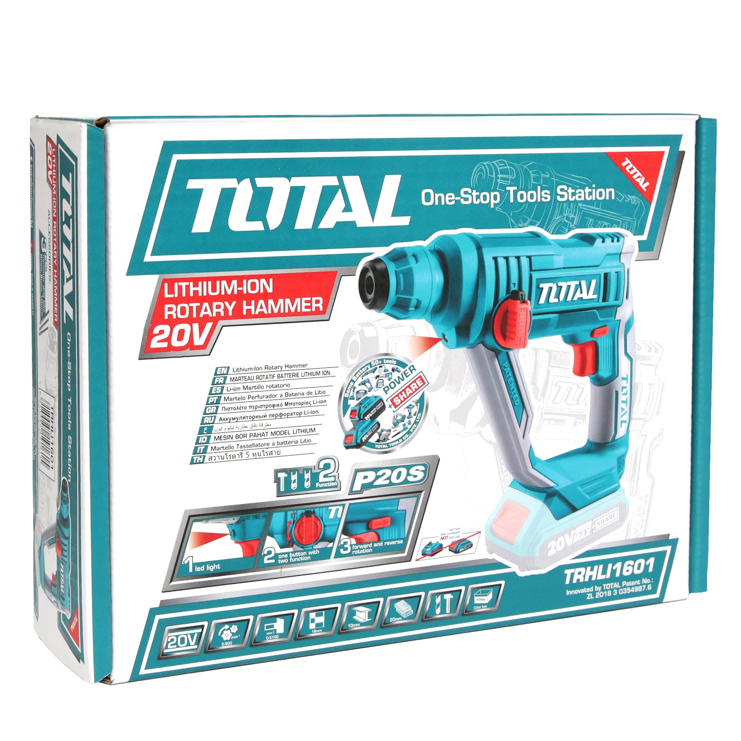 Total Li-Ion 20V Rotary Hammer SDS Plus (Battery not included) - TRHLI1601