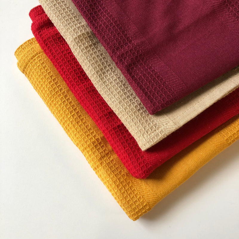 Linen Waffle Kitchen Towels Set Burgundy Hand Towels With 