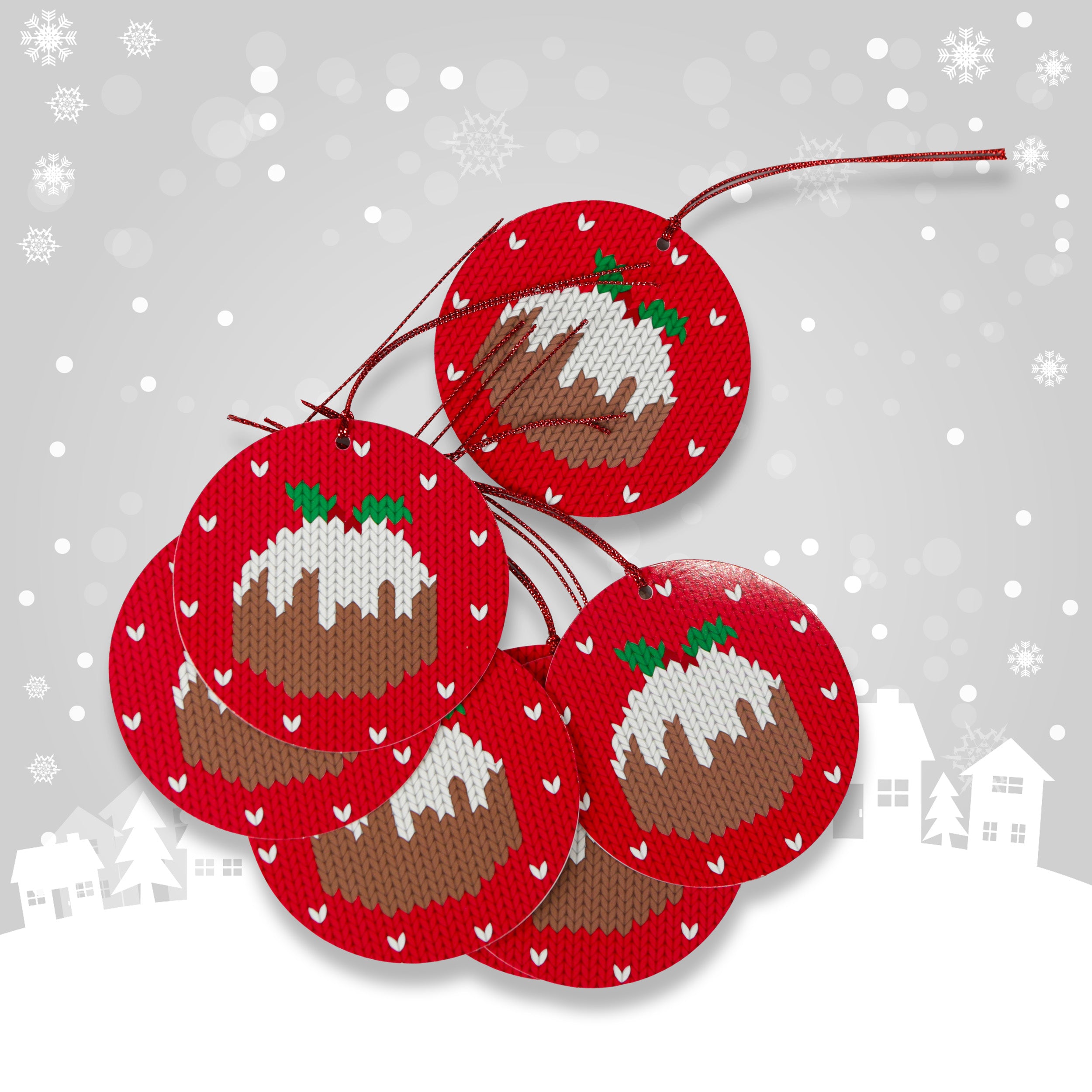 8 x Christmas Gift Tags - Knitted Pudding sold by In-Excess