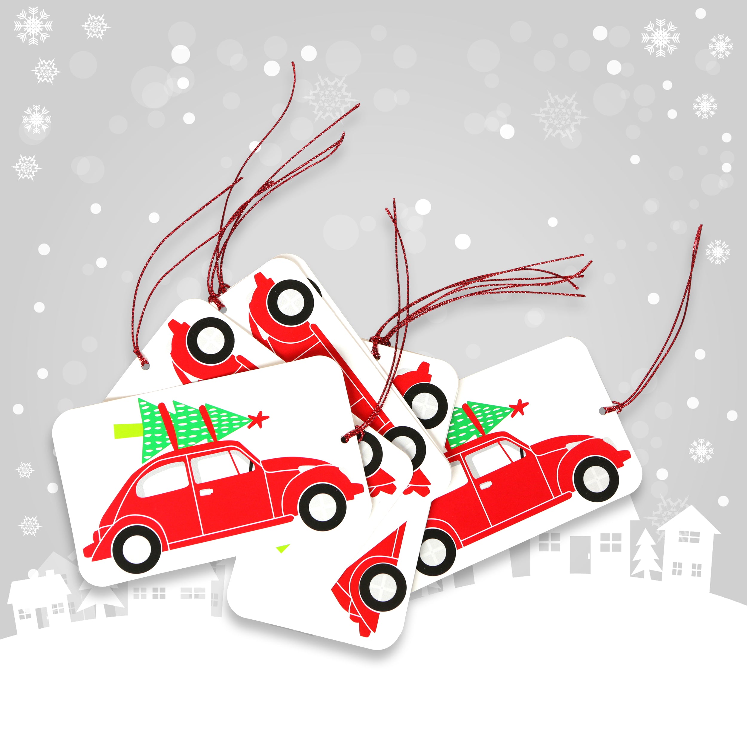 24 x Christmas Gift Tags - Christmas Car Scene