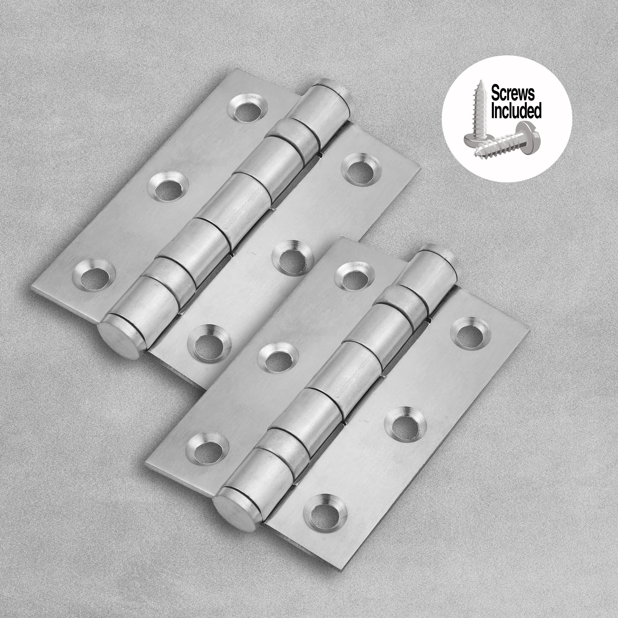 Stainless Steel Twin Ball Bearing Door Hinge 75 x 50 x 2mm - Pack of 2