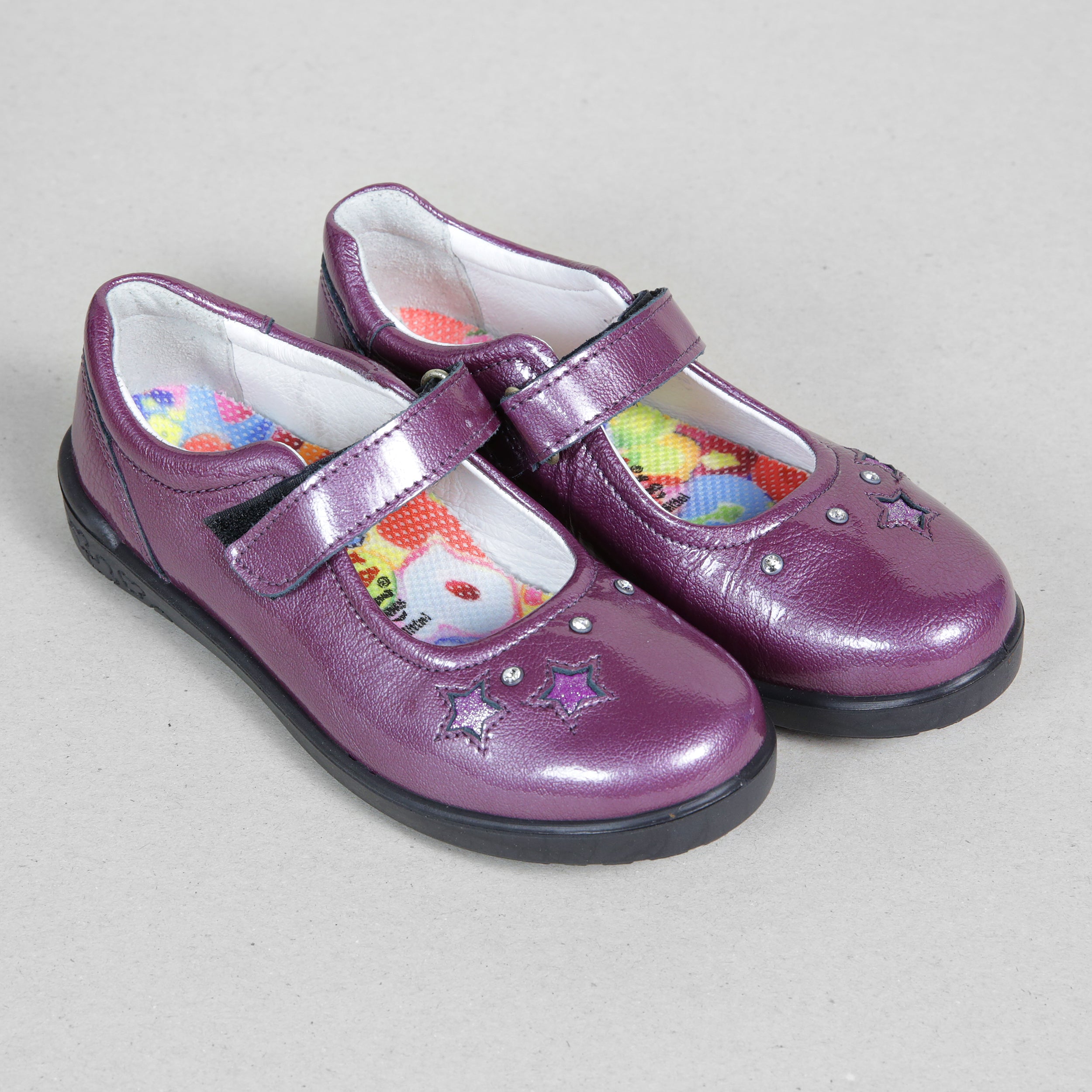 Ricosta Lyla Kids Girls Purple Leather Mary Jane Shoes Child UK 10 - EU 28