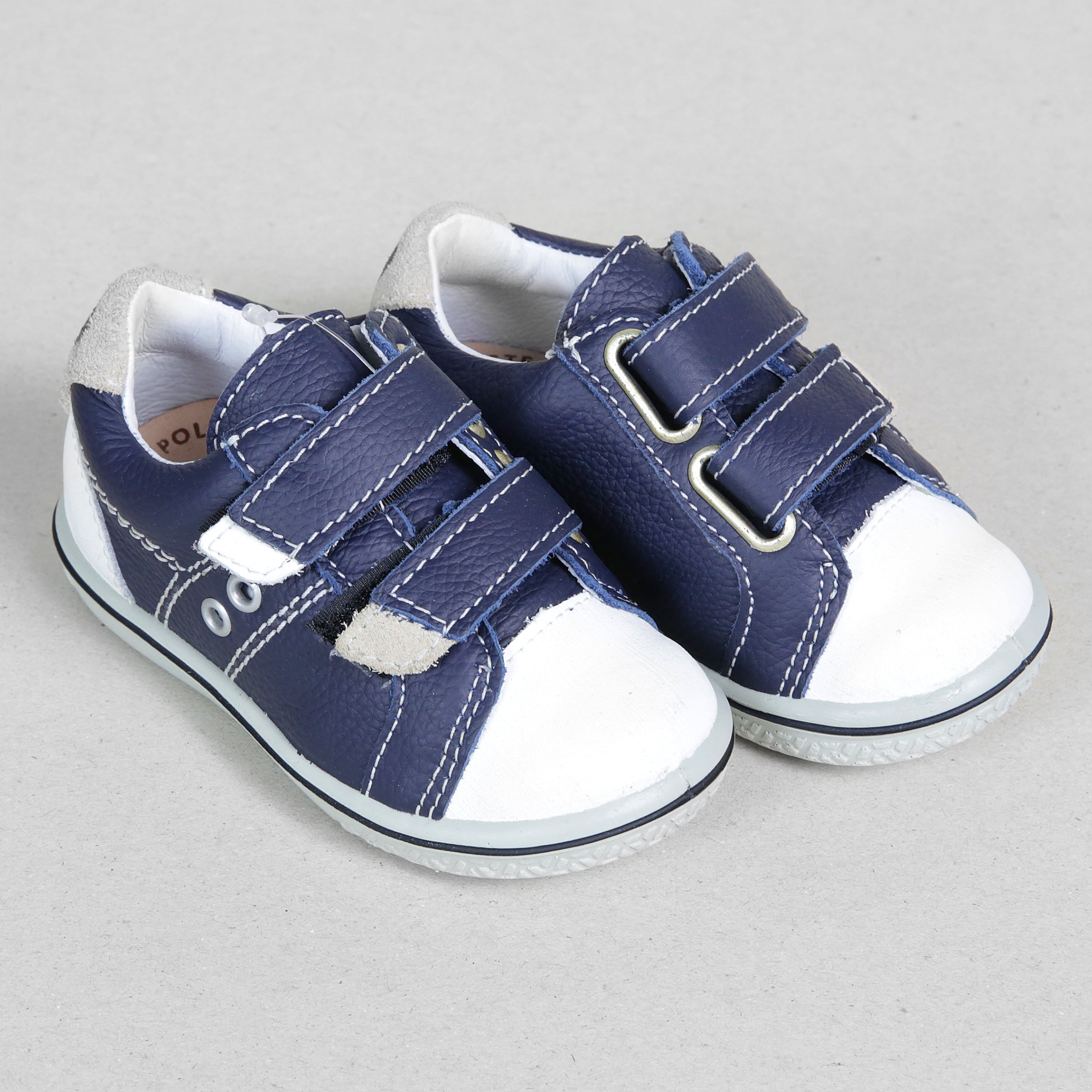 Ricosta Nippy Kids Boys Navy Blue & White Leather Trainers