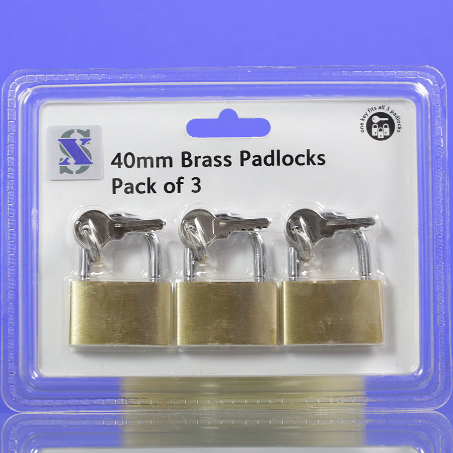 In-Excess Brass 40mm Padlocks Pack of 3