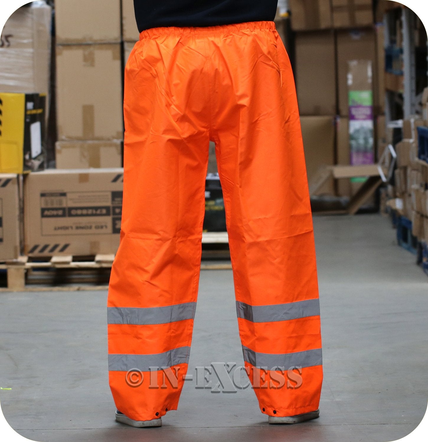 JSP Class 1 High Visibility Waterproof Elasticated Waist Reflective Over Trousers Orange Cover 2