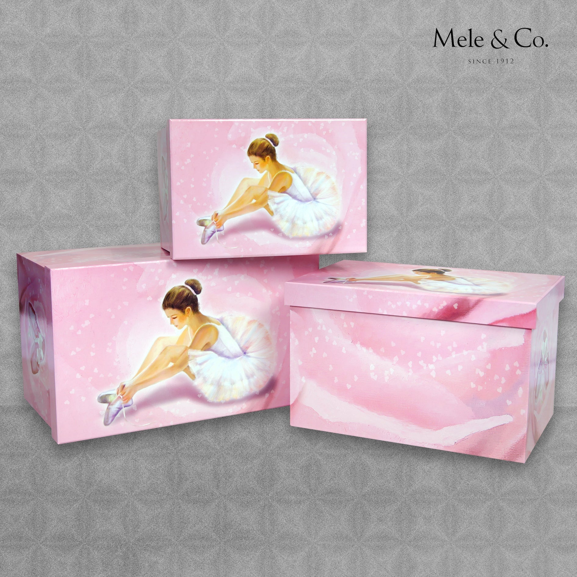 Mele & Co. Ballerina Design Storage Box Set - Pink & White