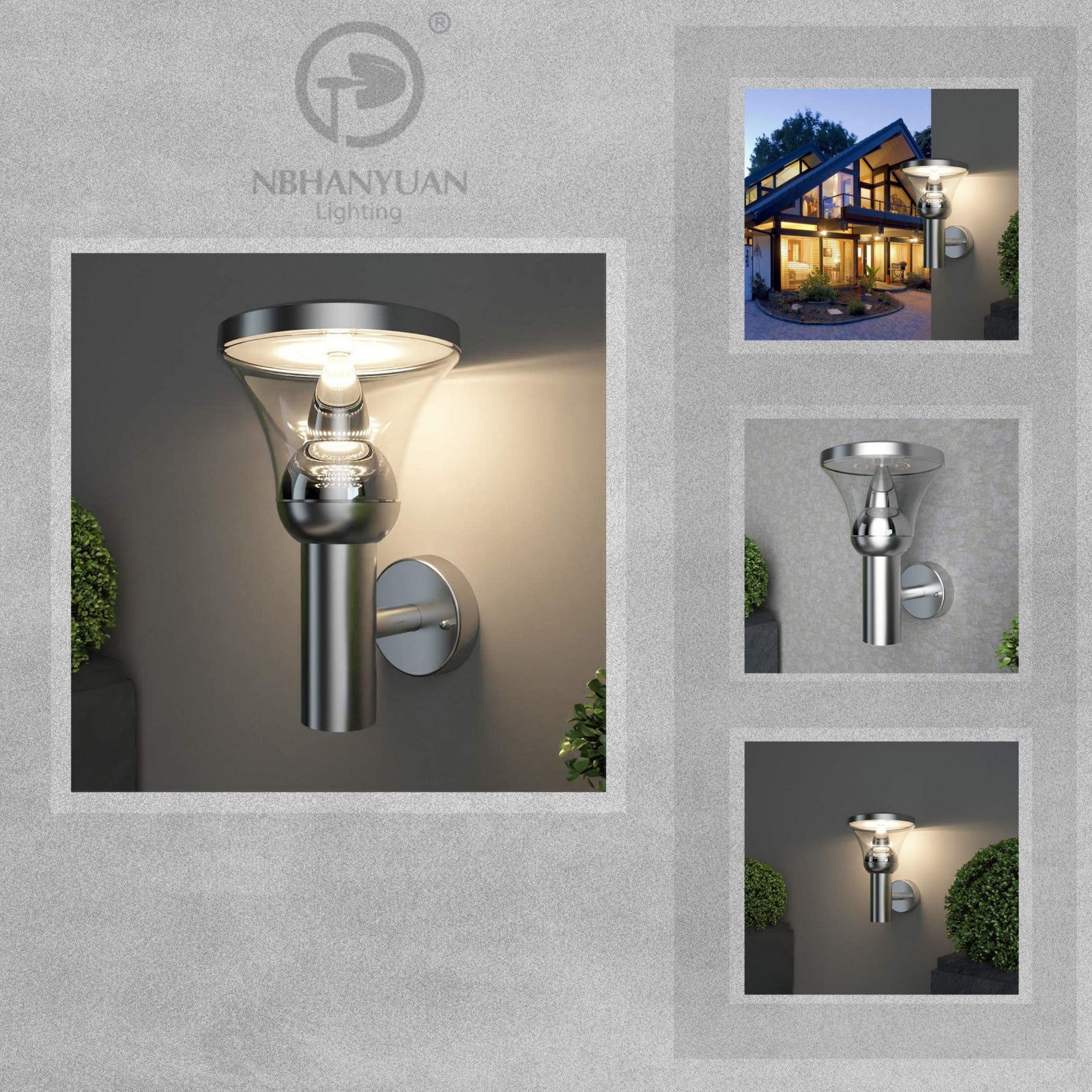 NBHANYUAN Lighting Nina Outdoor LED Wall Light - Brushed Stainless Steel