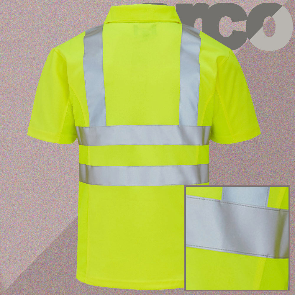 Arco Safety Workwear -  Class 2 Hi Vis Yellow Polo Shirt Short Sleeve