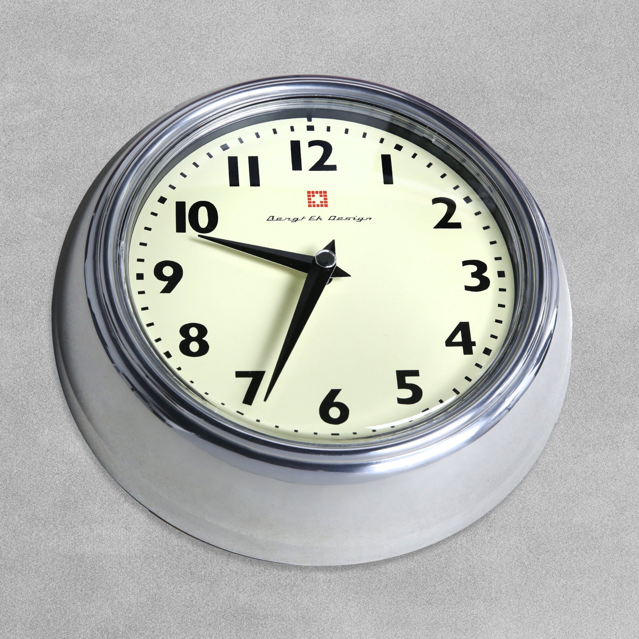 Bengt Ek Design Swiss Retro Art Deco Brushed & Polished Aluminium Vintage Wall Clock - Cream