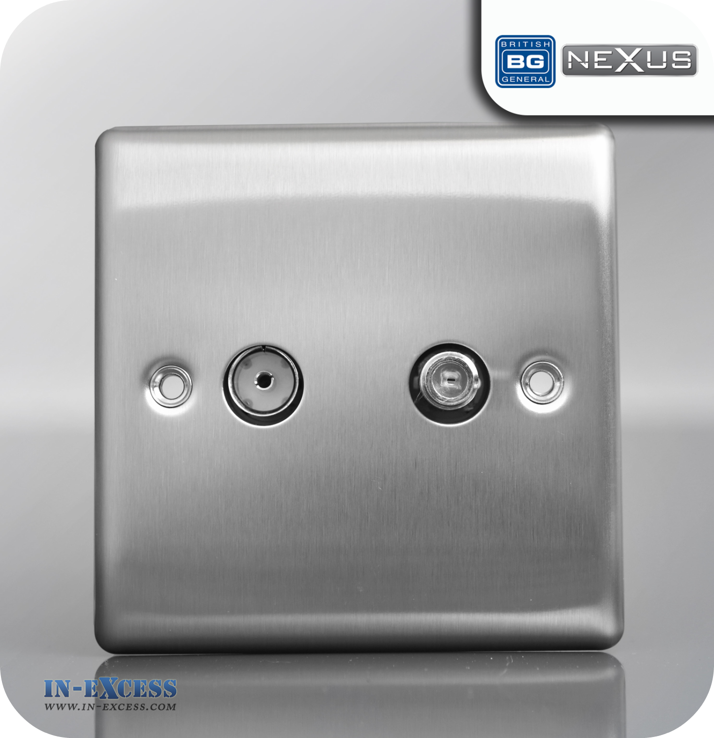 BG Nexus Metal Satellite and Co-axial Sockets - Brushed Steel