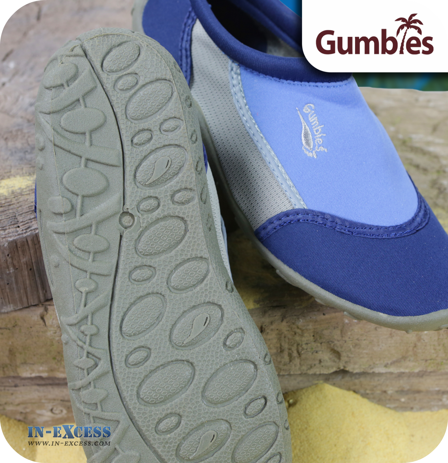 Gumbies Aqua Beach Shoes - Navy & Royal Blue - Sizes 3 (EU36) - 12 (EU46)