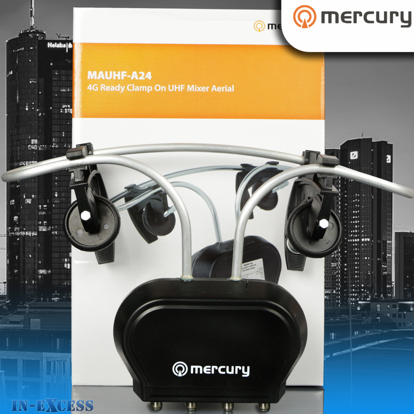 Mercury 4G Ready Clamp on UHF Mixer Aerial - 2 Input