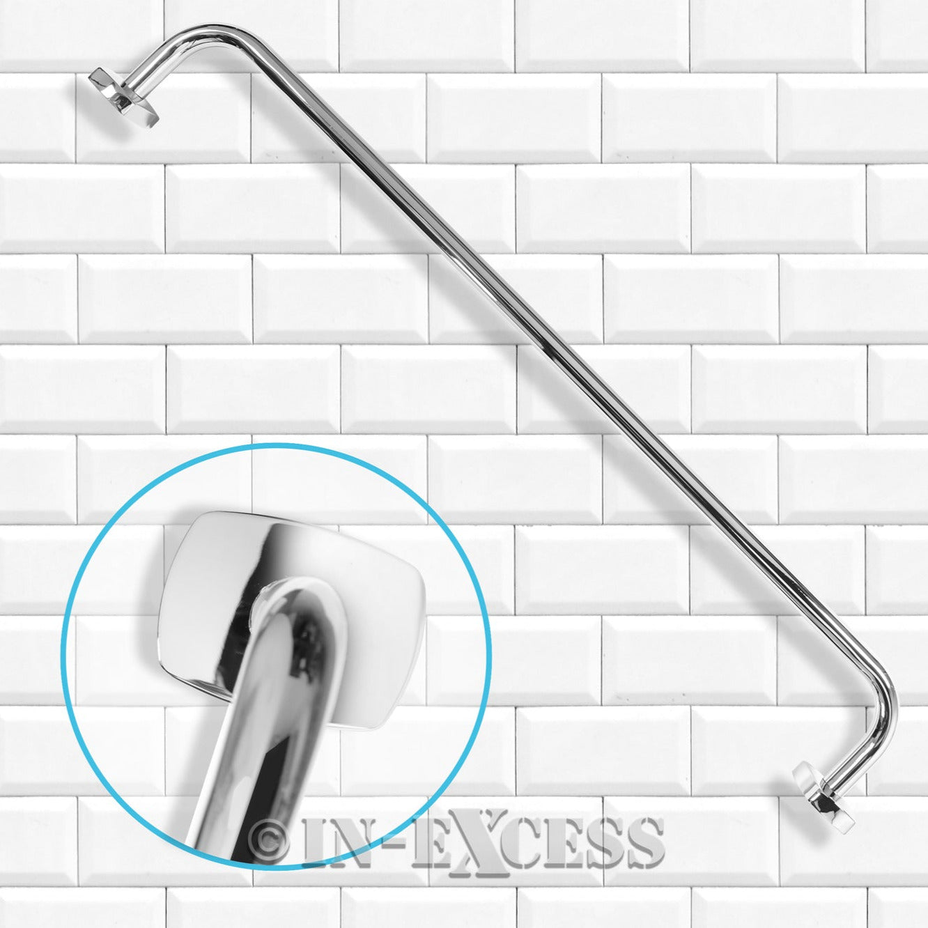 Metlex Majestic Bathroom Accessories Fixed End Towel Rail 24" - Chrome Finish