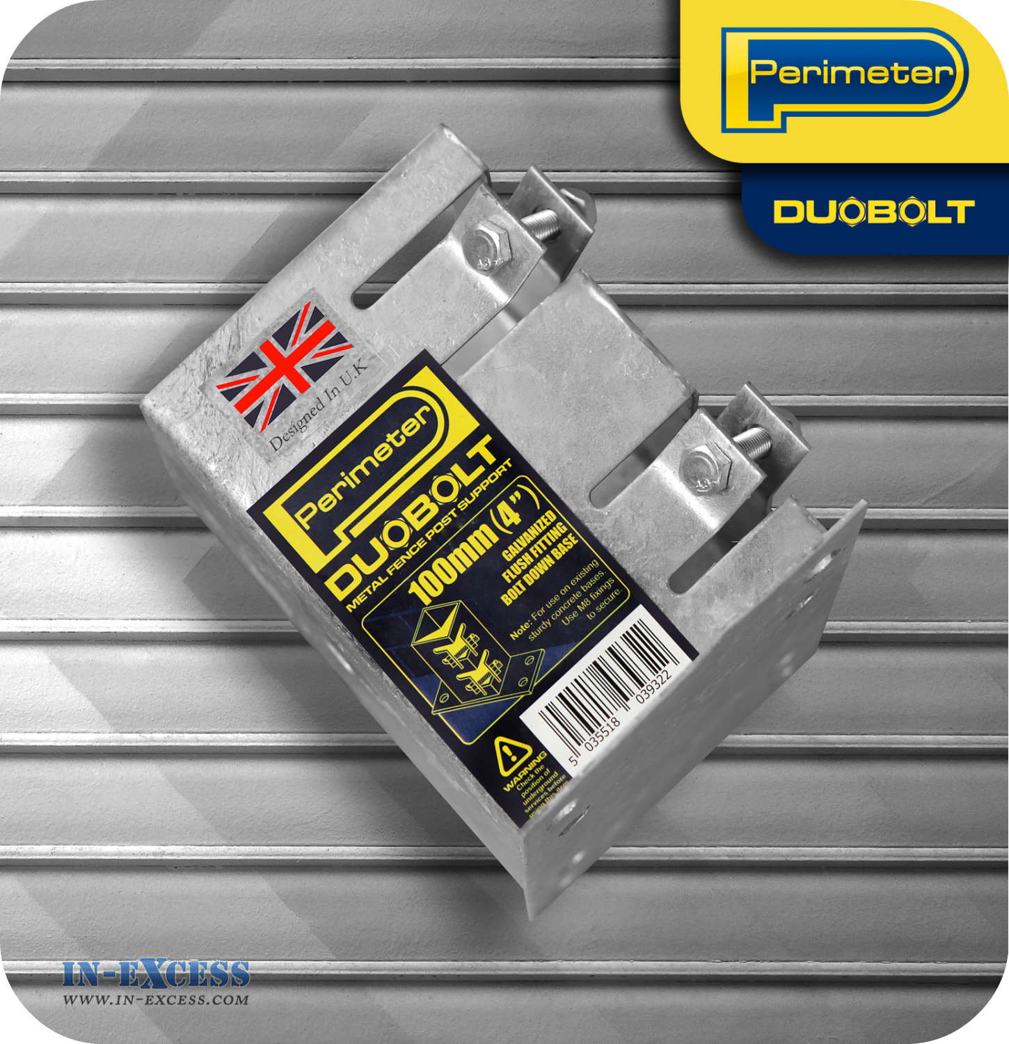 Perimeter DuoBolt Galvanised Bolt Down Fence Support -  100mm (4")