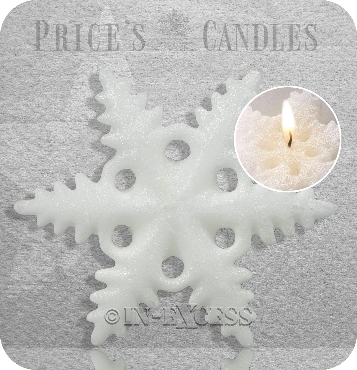 Price's Patent Candle Large Christmas Floating Snowflake Candle - Unscented